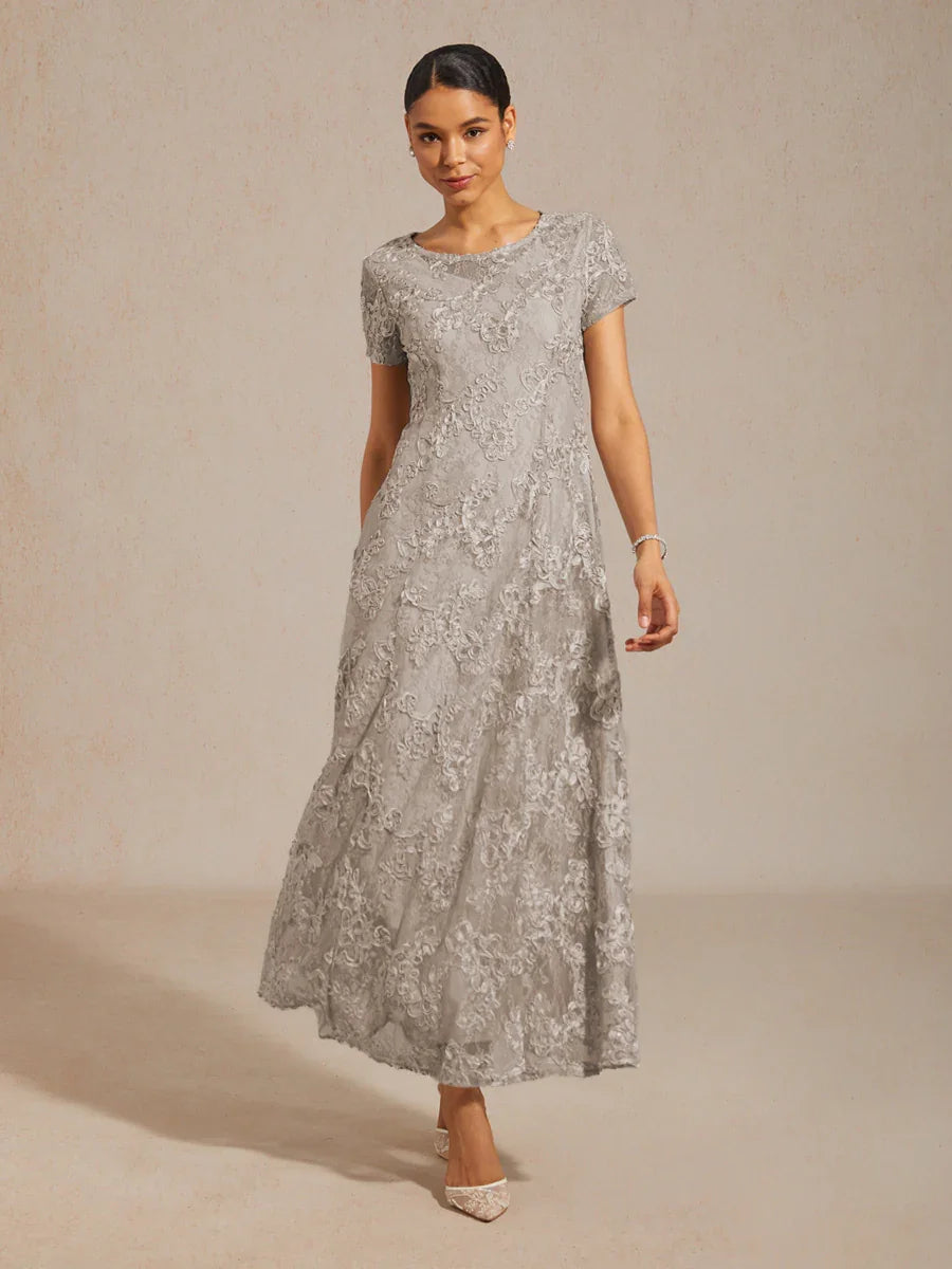 Rosette kanten A-lijn jurk met paillettenversiering