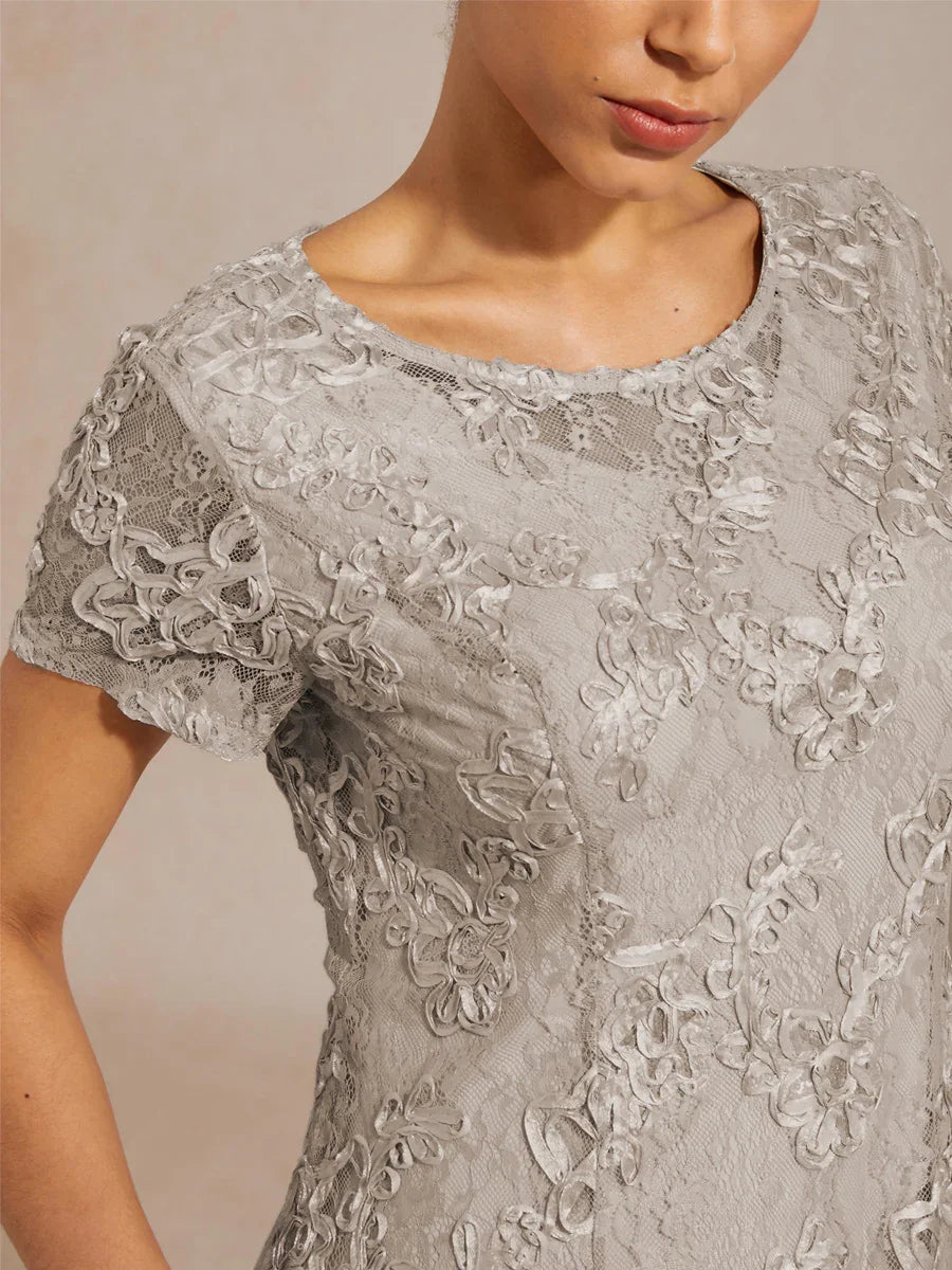 Rosette kanten A-lijn jurk met paillettenversiering
