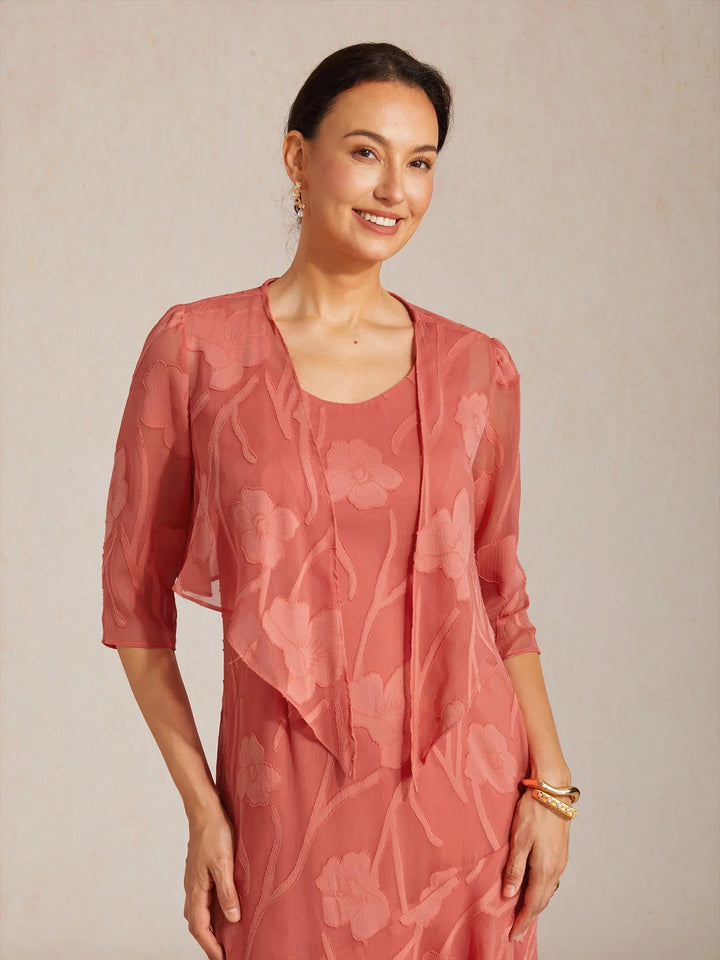 Bloemig Doorschijnend Chiffon Bolero Met 3/4-Mouwen