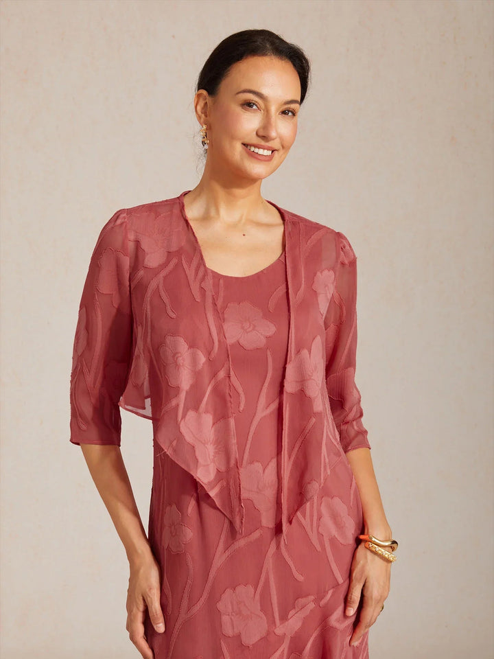 Bloemig Doorschijnend Chiffon Bolero Met 3/4-Mouwen