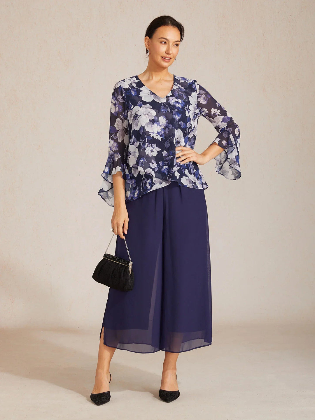 Elegante Boho Chiffon Blouse met Ruches aan de Mouwen