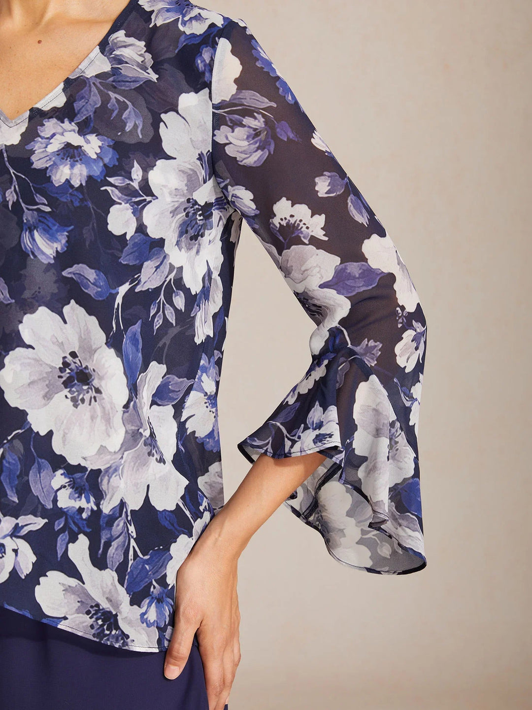 Elegante Boho Chiffon Blouse met Ruches aan de Mouwen