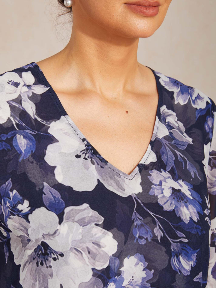 Elegante Boho Chiffon Blouse met Ruches aan de Mouwen