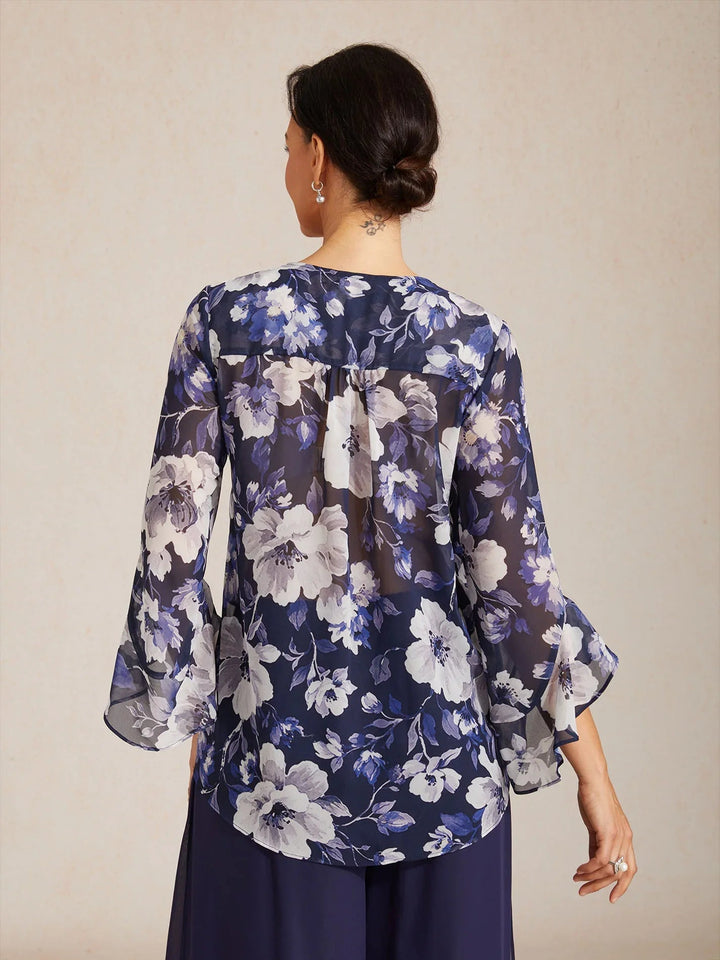 Elegante Boho Chiffon Blouse met Ruches aan de Mouwen