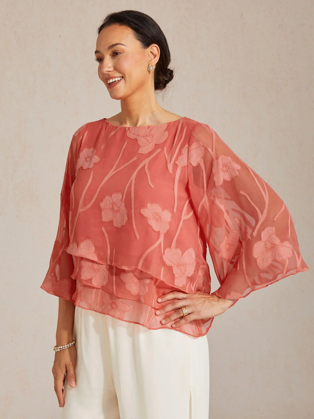 Chiffon Bloemenlaagjes Blouse