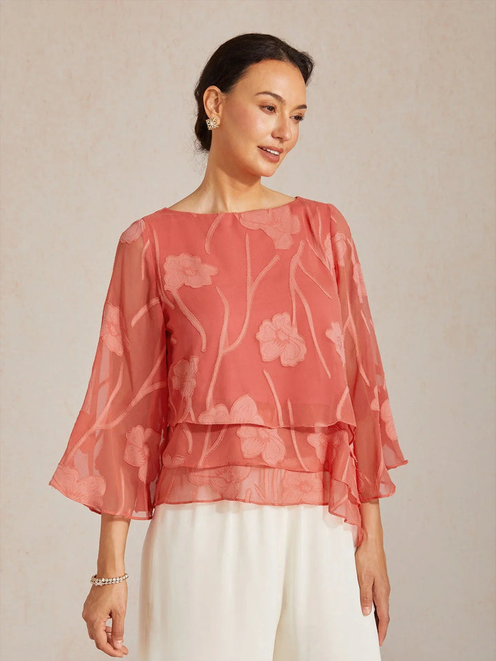 Chiffon Bloemenlaagjes Blouse