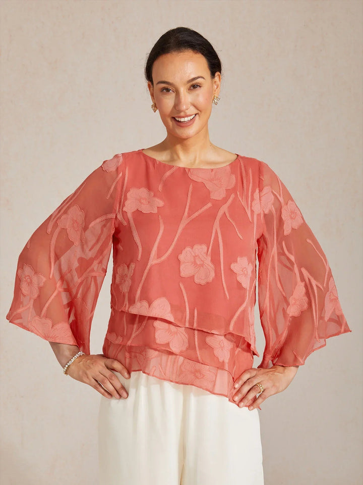 Chiffon Bloemenlaagjes Blouse