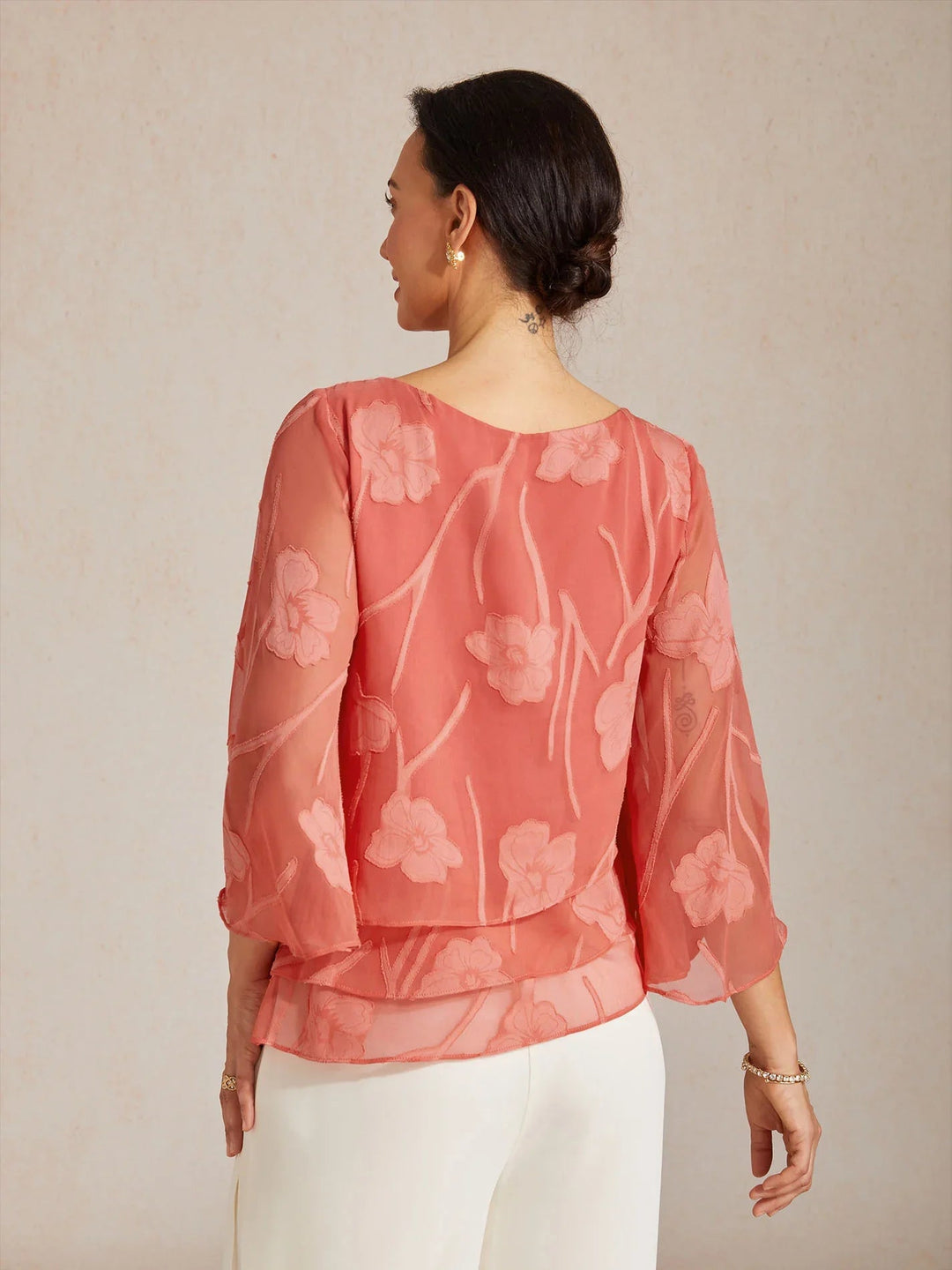 Chiffon Bloemenlaagjes Blouse