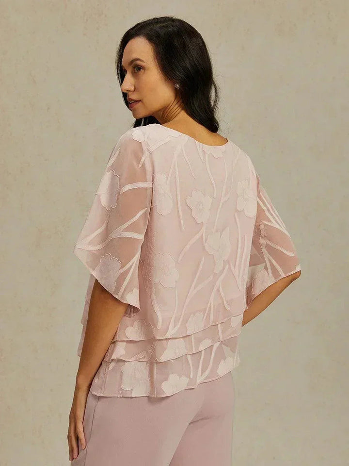 Gelaagde Chiffonblouse met Bloemen