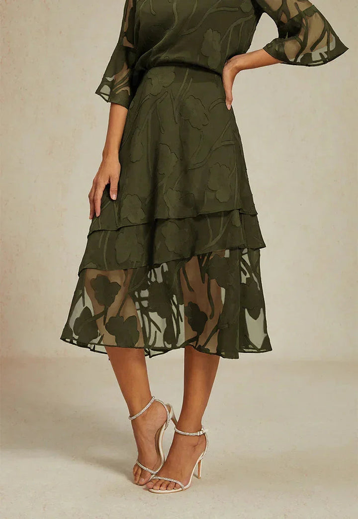 Bloemen Chiffon Midi Rok