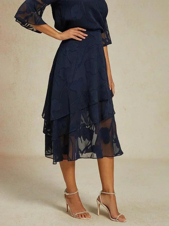 Chiffon Midi-Rok met Bloemen