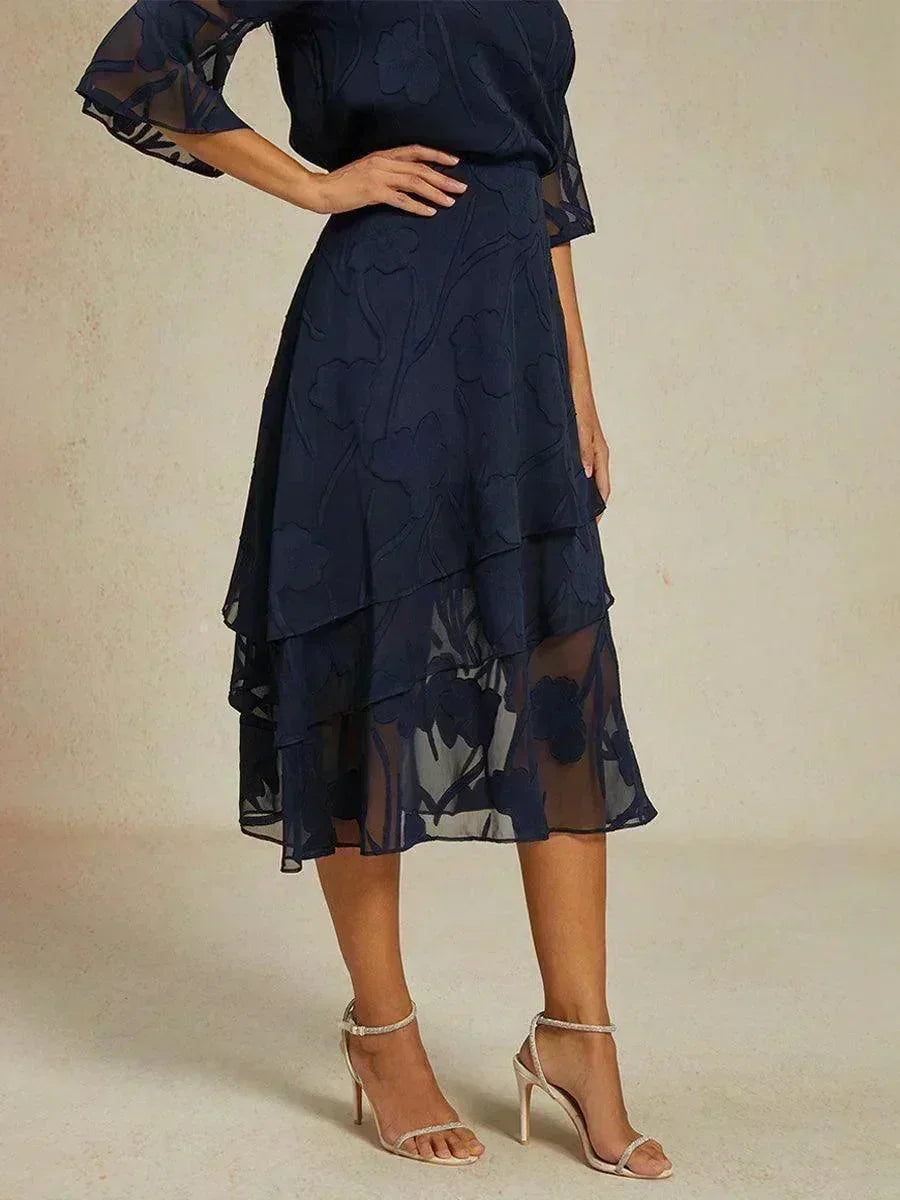 Gebloemde Chiffon Midi-Rok