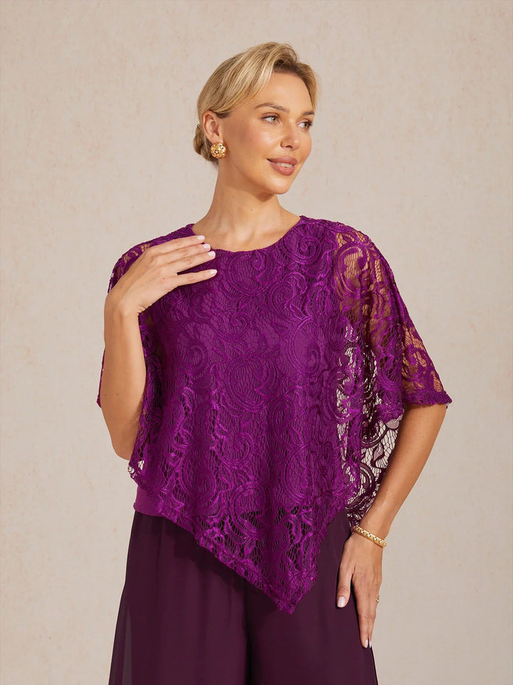 Elegante top met vleermuismouwen van kant