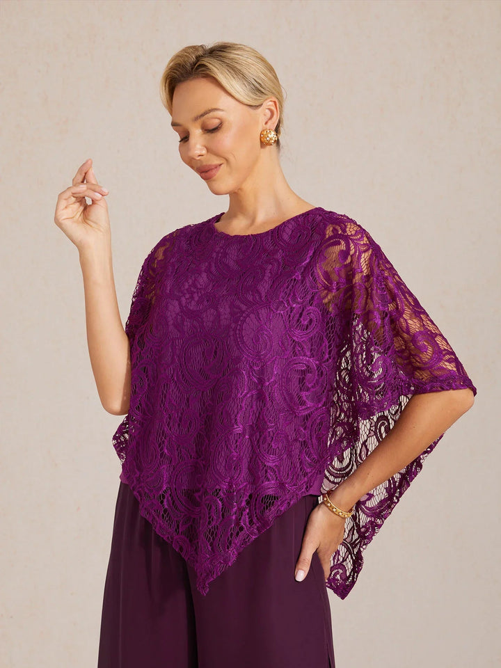 Elegante top met vleermuismouwen van kant