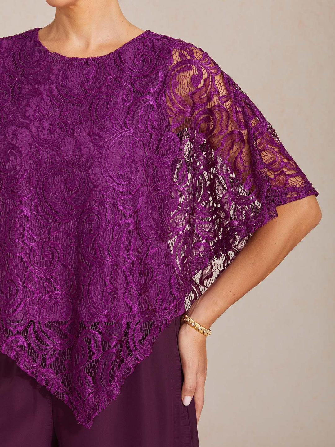 Elegant Kanten Top Met Vleermuismouwen