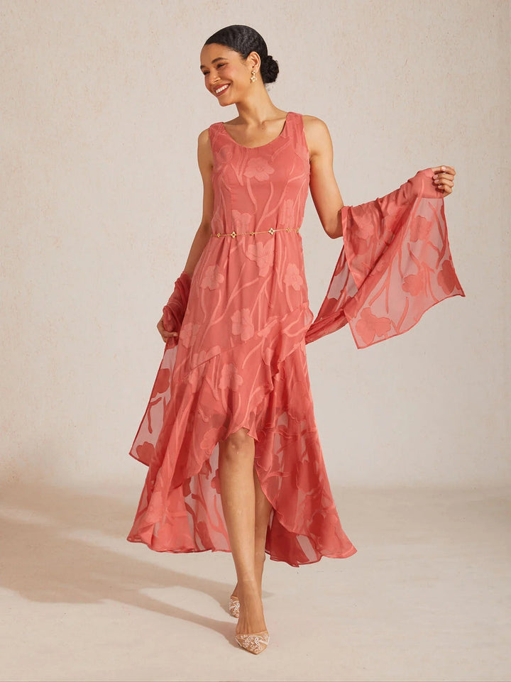 Transparante chiffon sjaal met bloemen