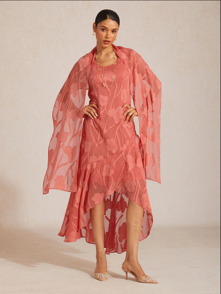 Transparante chiffon sjaal met bloemen