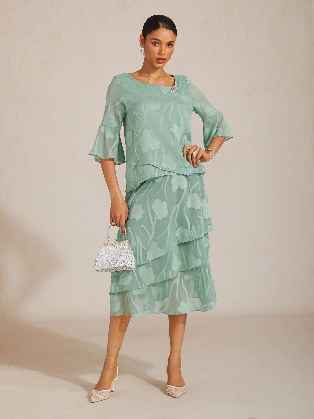 Elegante chiffon blouse met asymmetrische zoom