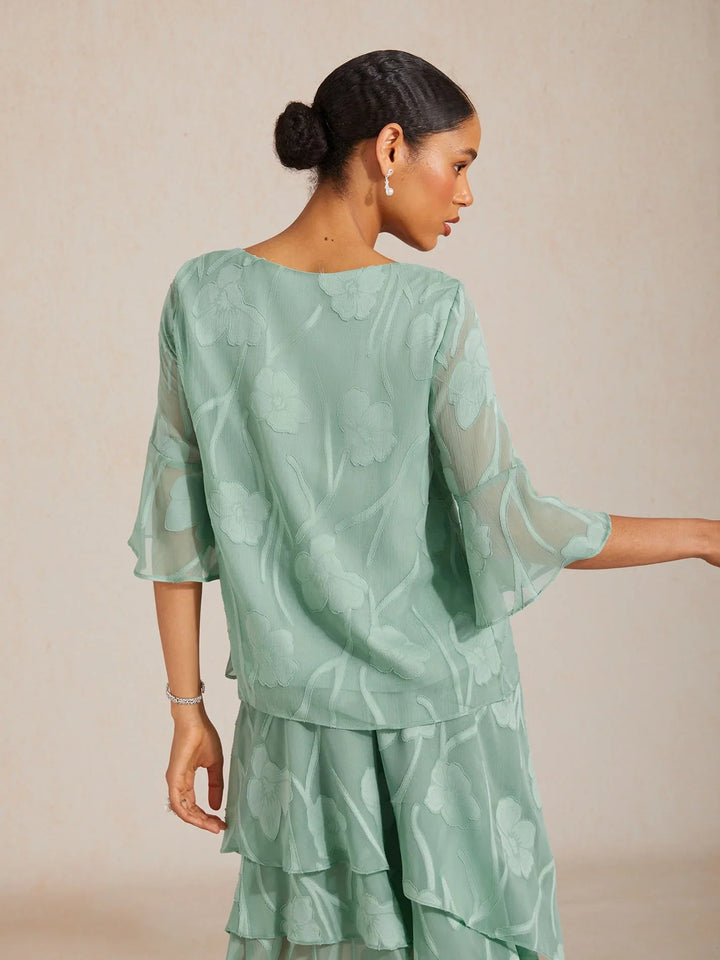 Dressy Chiffon Asymmetric Hem Blouse