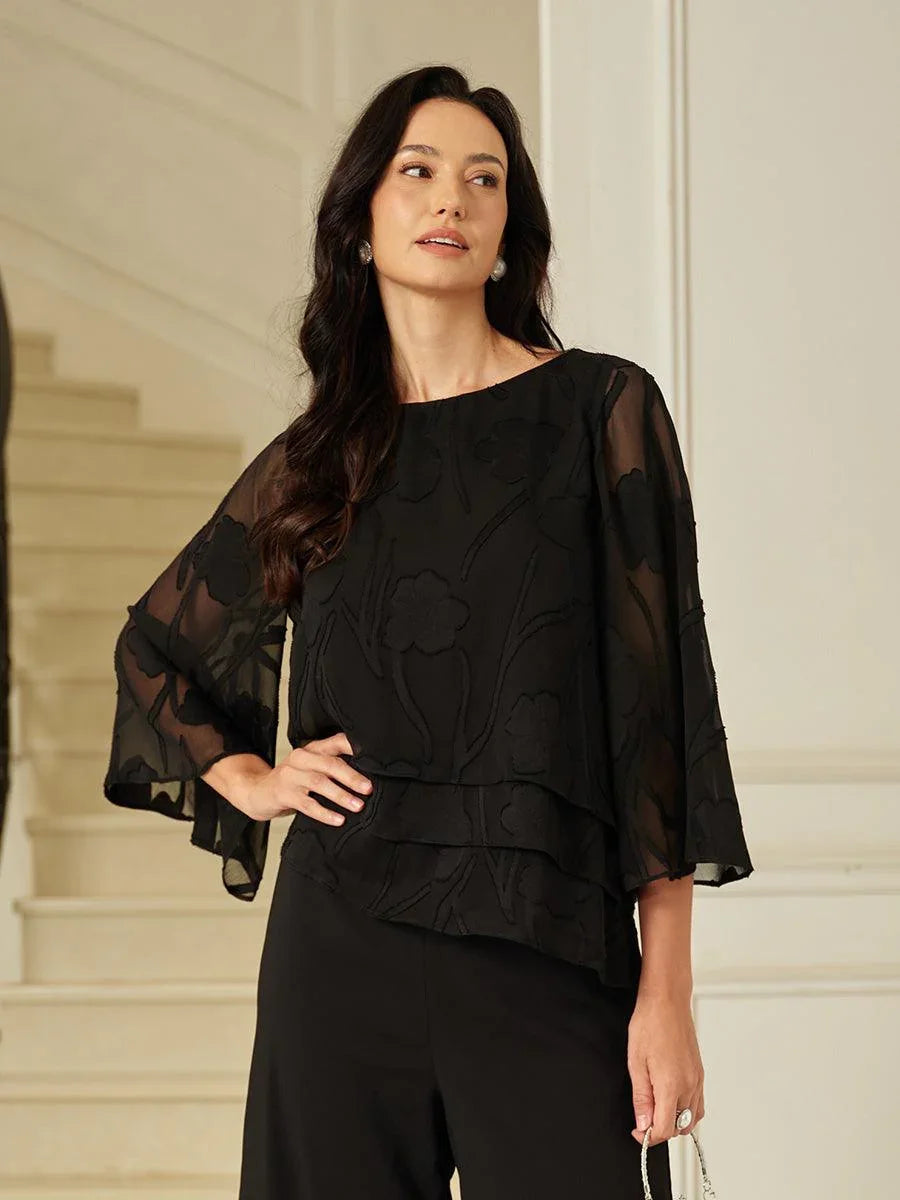 Chiffon Bloemenlaagjes Blouse