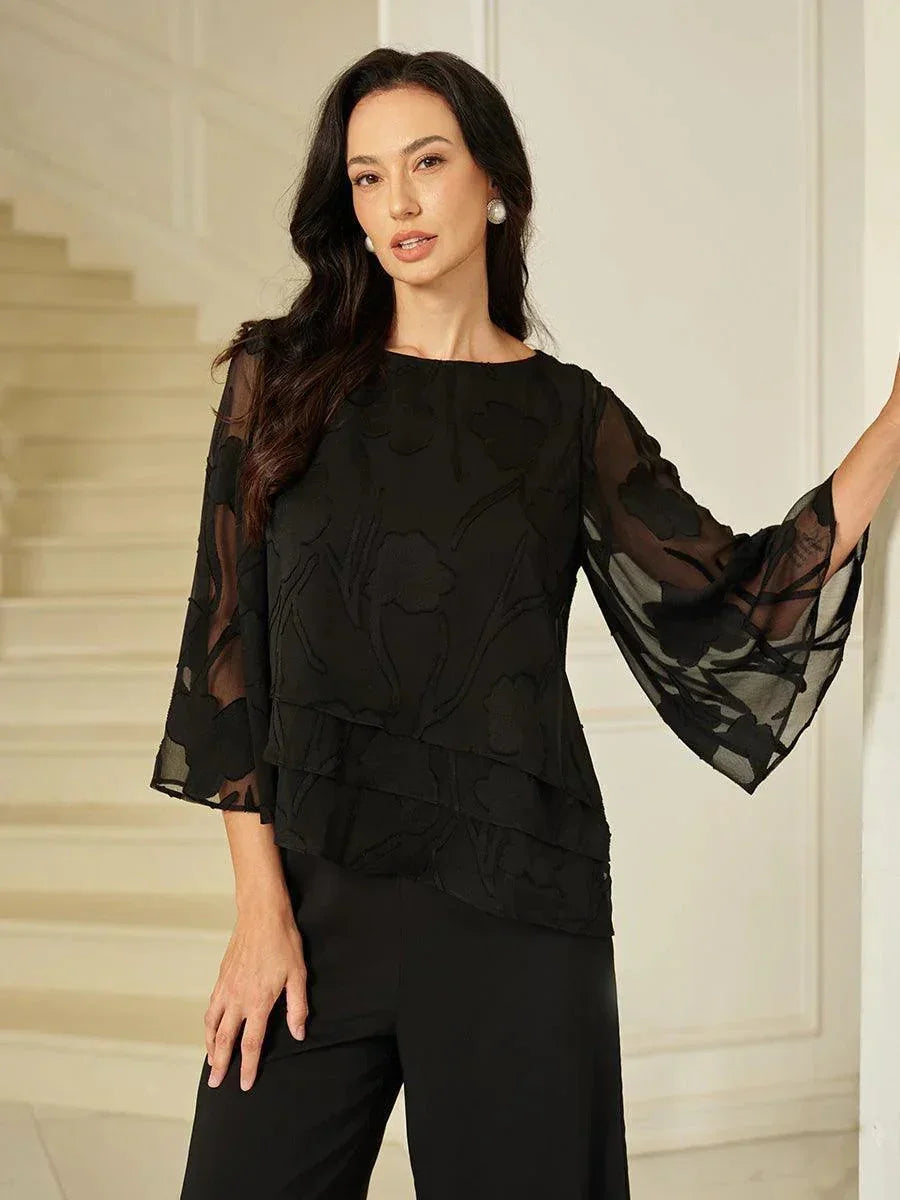 Chiffon Bloemenlaagjes Blouse