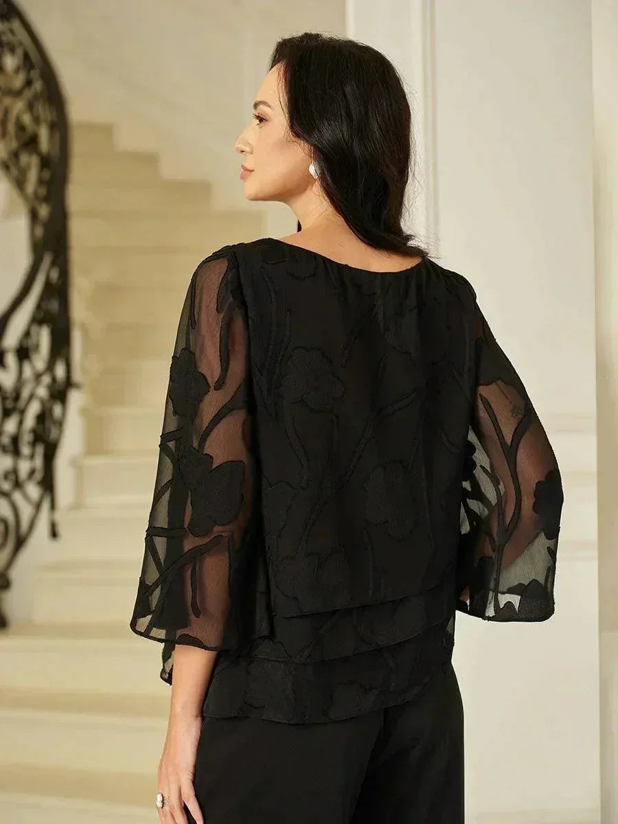 Chiffon Bloemenlaagjes Blouse