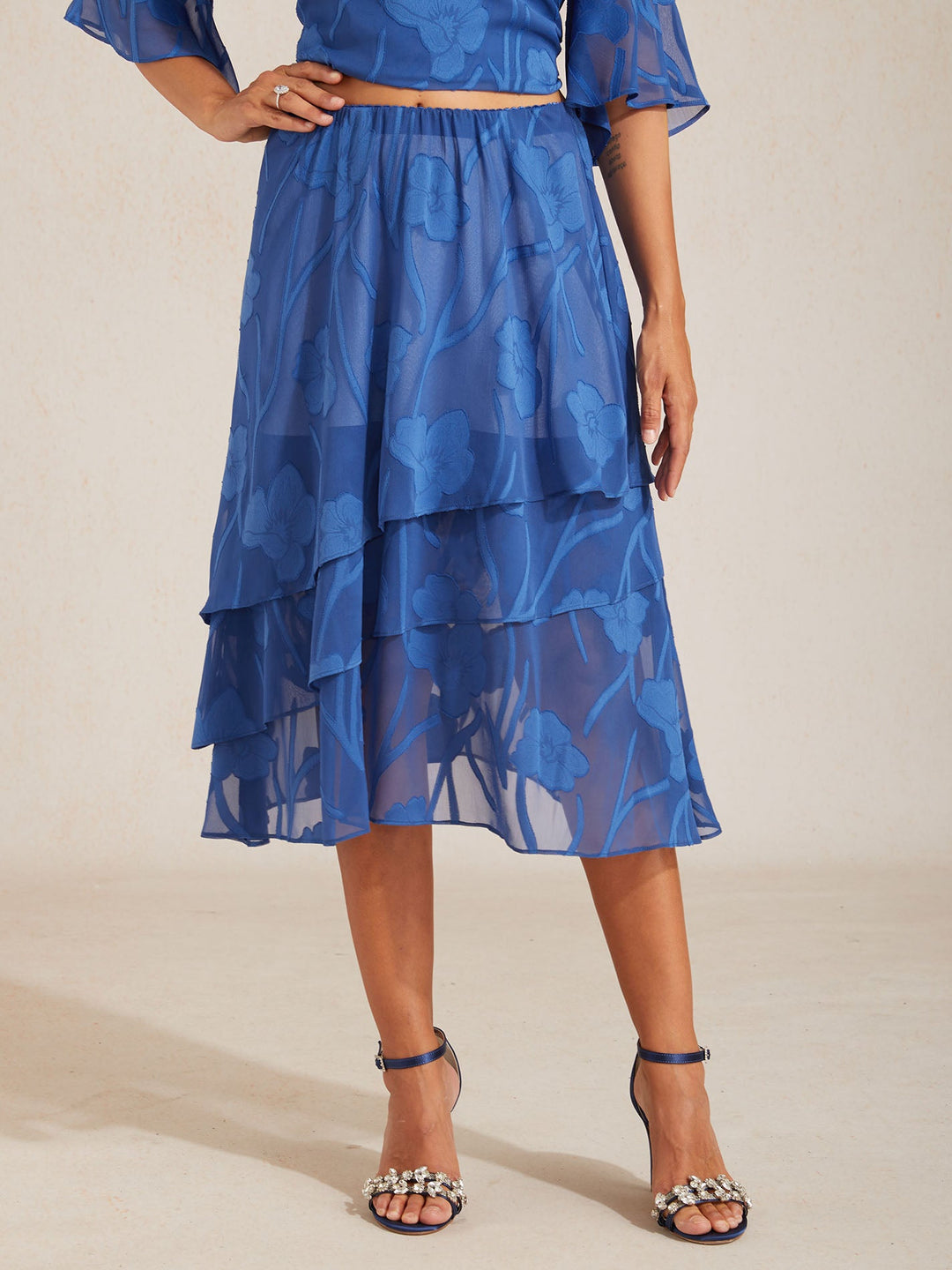 Bloemen Chiffon Midi Rok