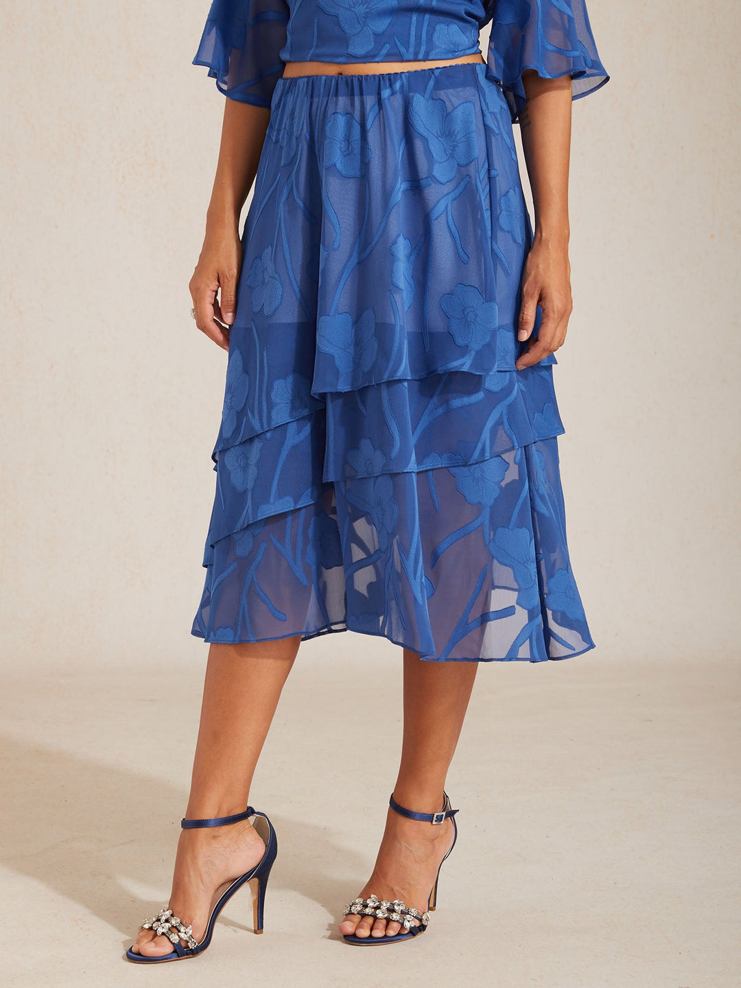 Bloemen Chiffon Midi Rok
