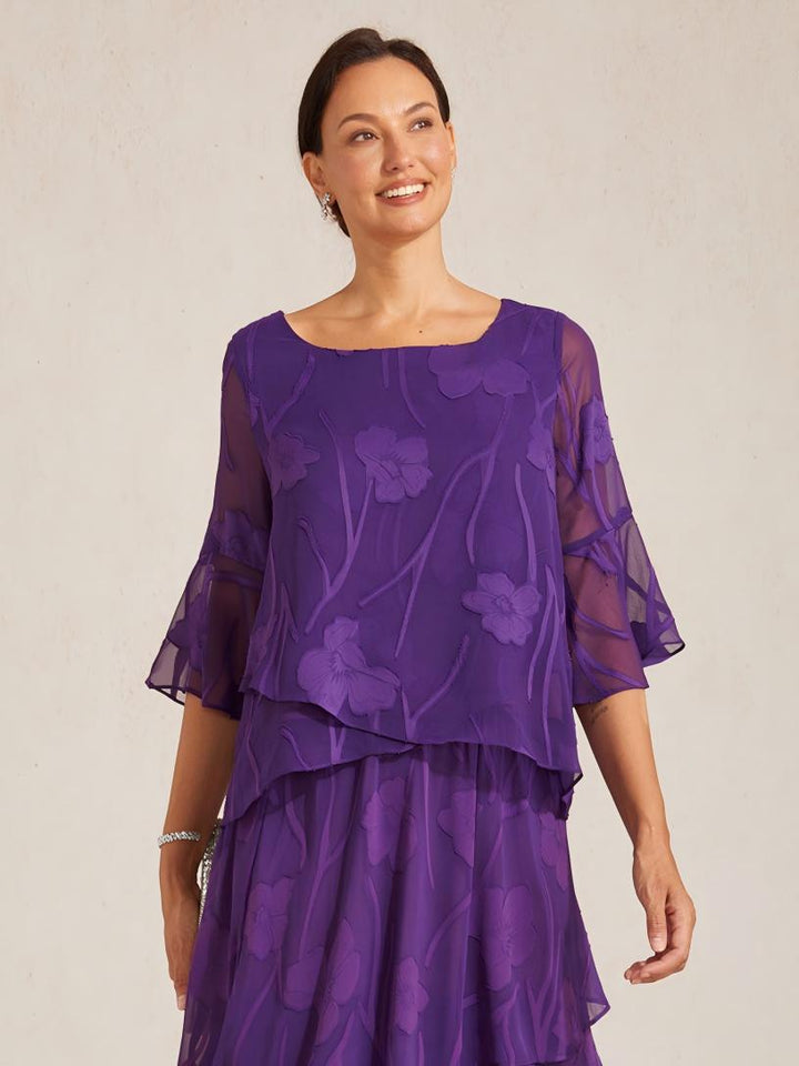 Elegante chiffon blouse met asymmetrische zoom