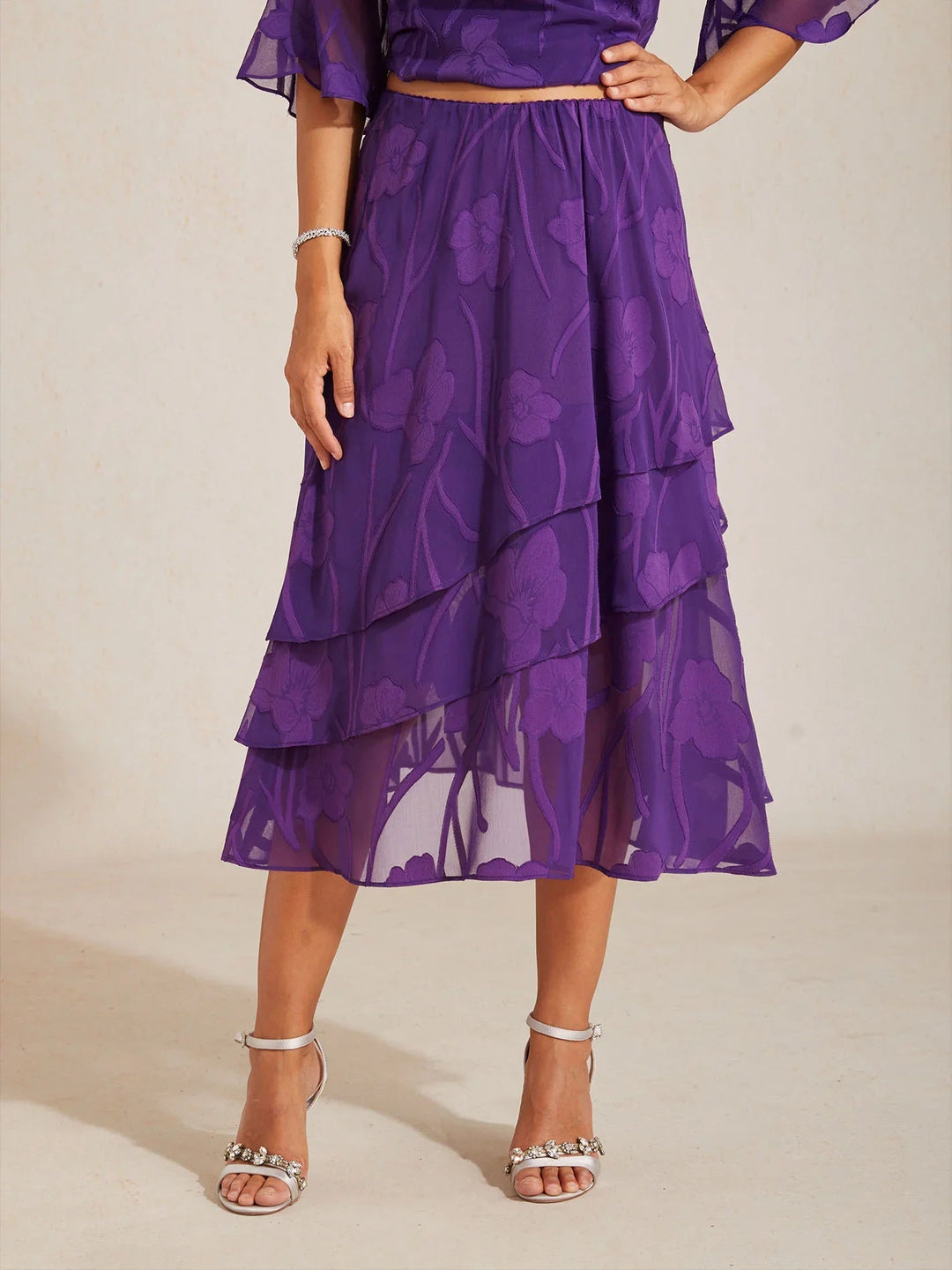 Chiffon Midi-Rok met Bloemen