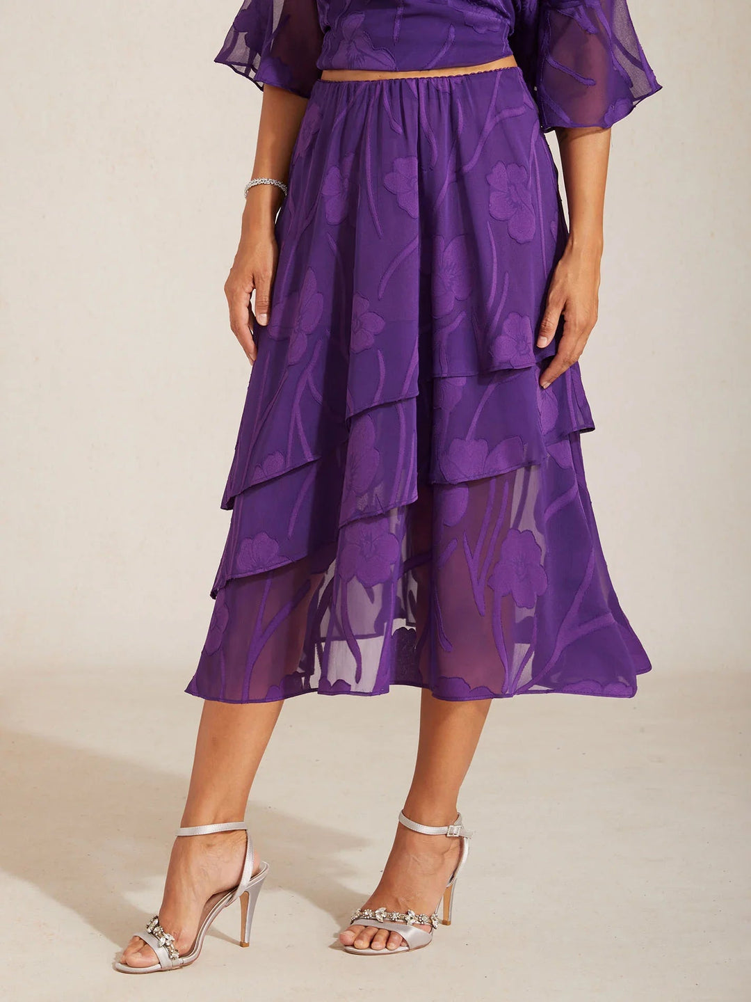 Bloemen Chiffon Midi Rok