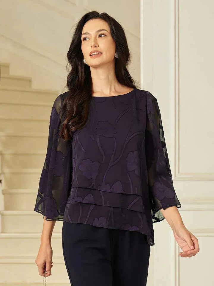 Gelaagde Chiffonblouse met Bloemenprint
