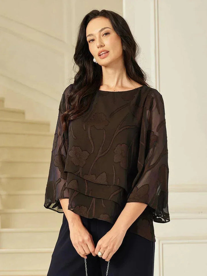 Gelaagde Chiffonblouse met Bloemen