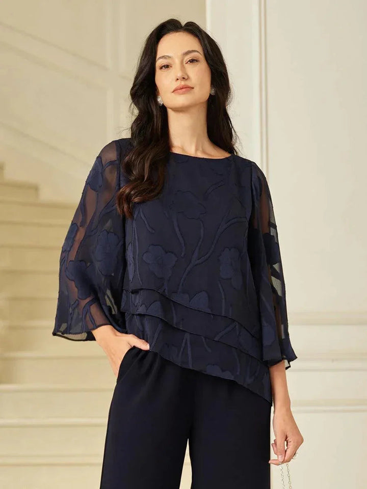 Chiffon Bloemenlaagjes Blouse