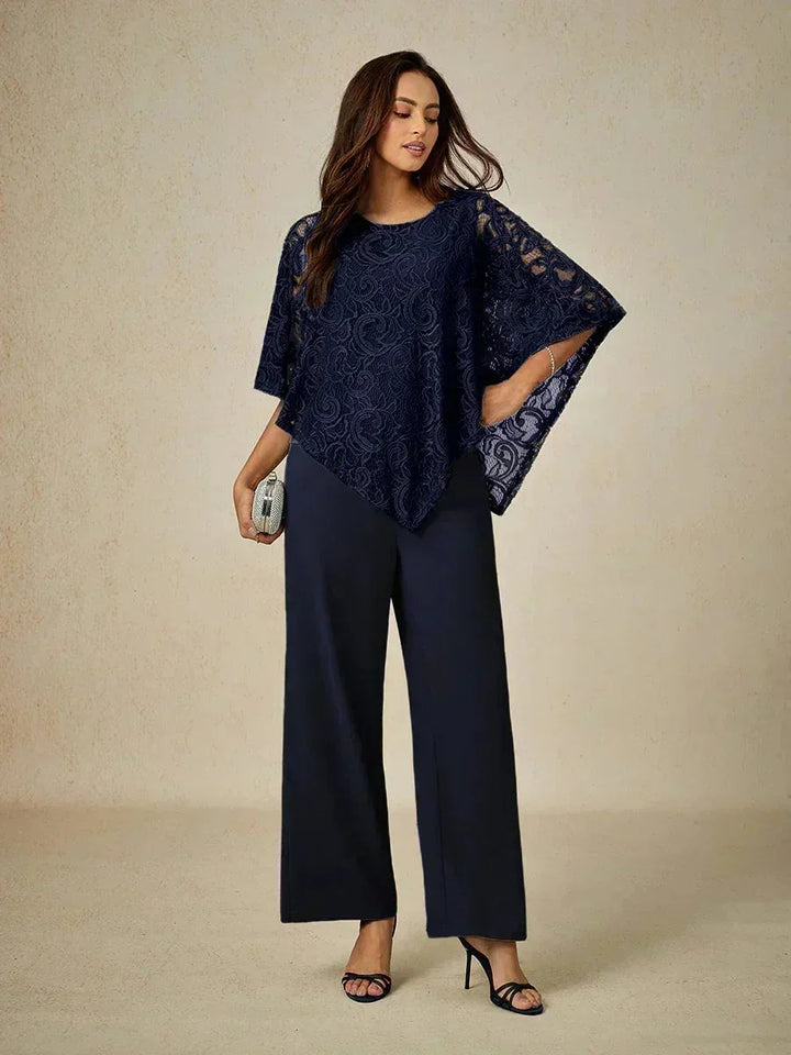 Elegant Kanten Top Met Vleermuismouwen
