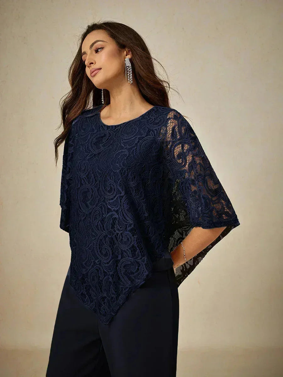 Elegant Kanten Top Met Vleermuismouwen