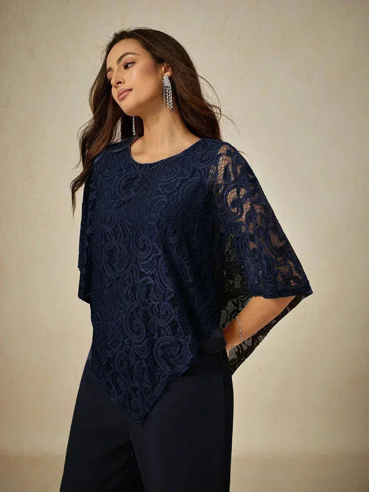 Elegant Kanten Top Met Vleermuismouwen