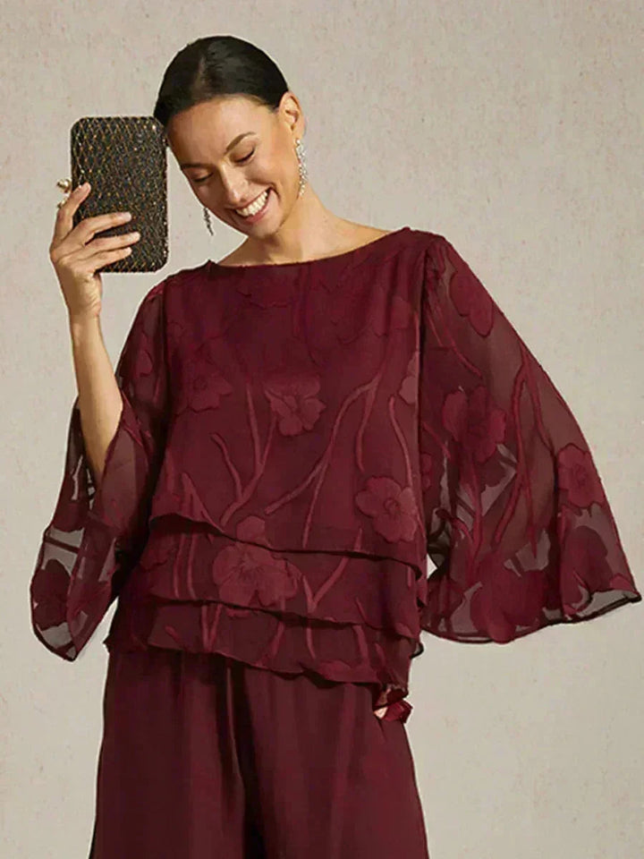 Chiffon Bloemenlaagjes Blouse