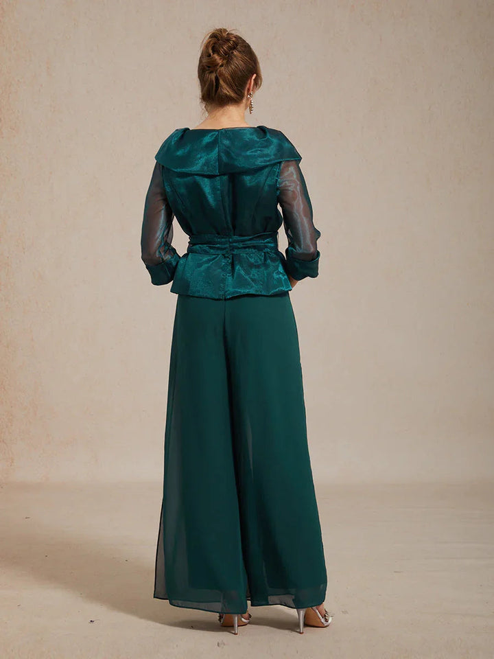 Transparante Organza Blouse met Kraag en Strik