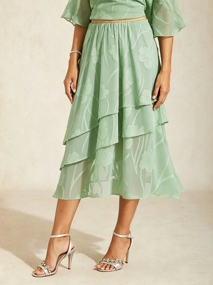 Gebloemde Chiffon Midi-Rok