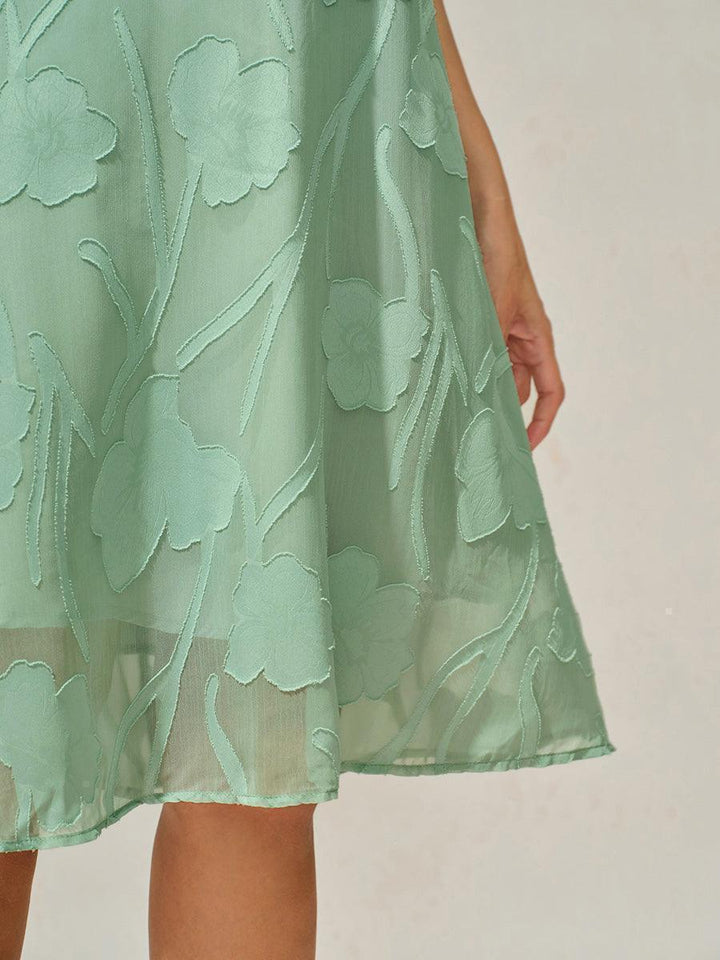Bloemenprint Doorschijnende Chiffon Knielange A-lijnjurk
