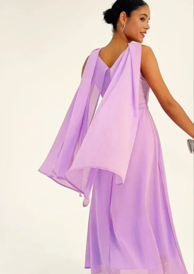 Tweezijdig Draagbare Doorzichtige Chiffon Maxi-jurk