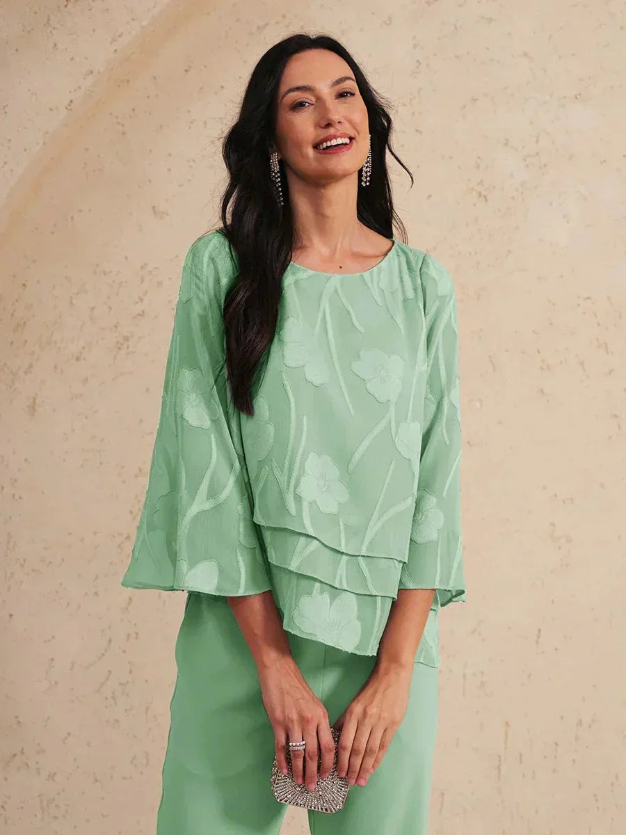 Gelaagde Chiffonblouse met Bloemen