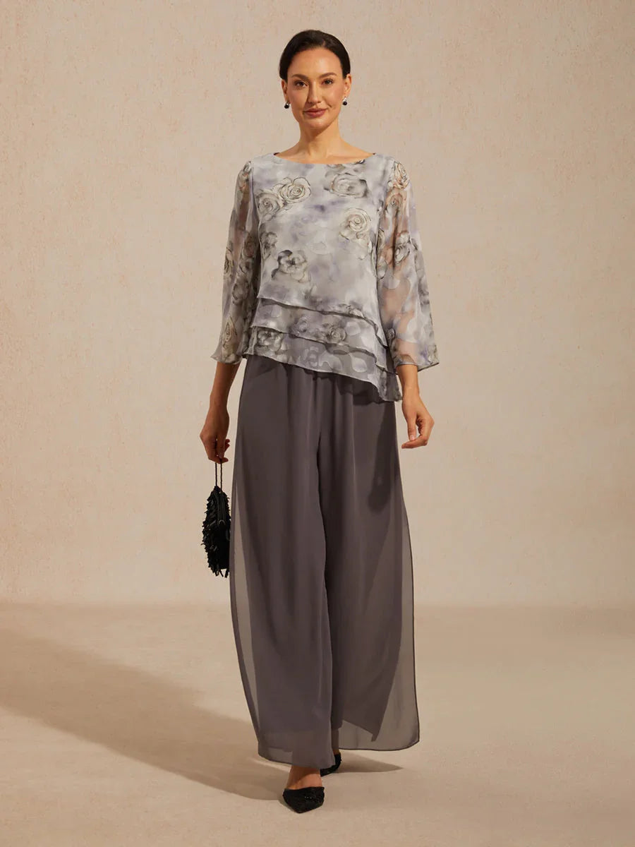 Gelaagde Chiffonblouse met Kant en Bloemenprint