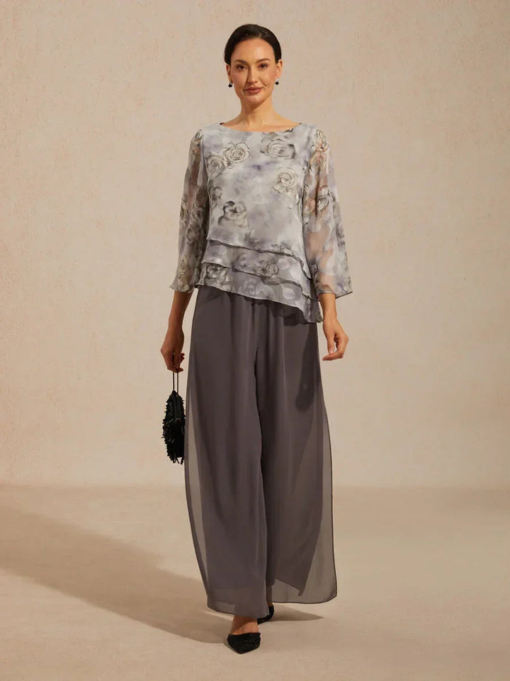 Gelaagde Chiffonblouse met Kant en Bloemenprint