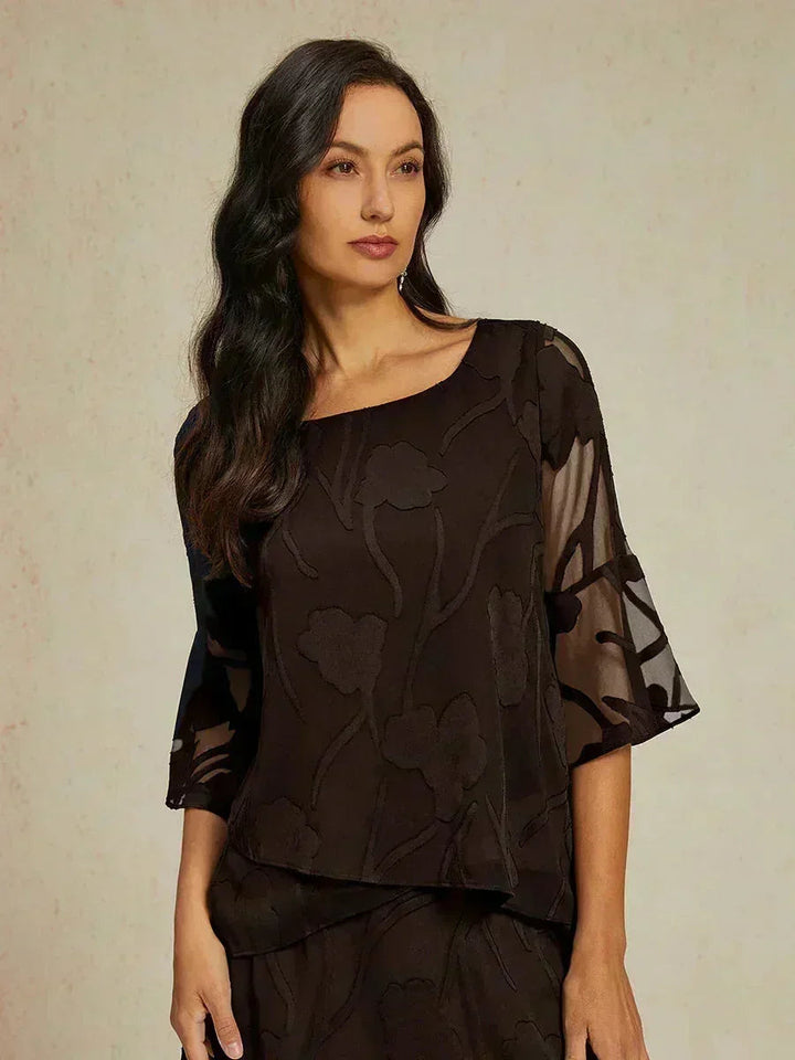 Elegante Chiffonblouse met Asymmetrische Zoom