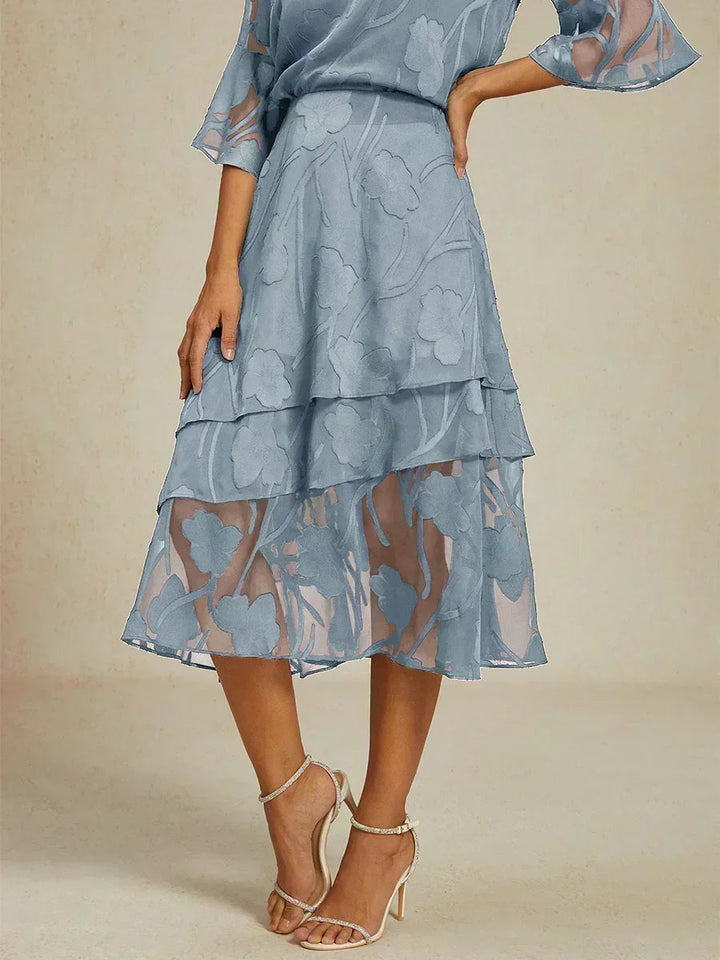 Gebloemde Chiffon Midi-Rok