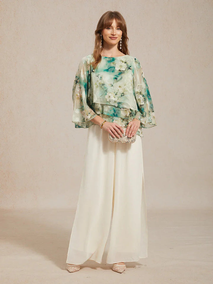 Rechte Broek Met Chiffon-Overlay En Split