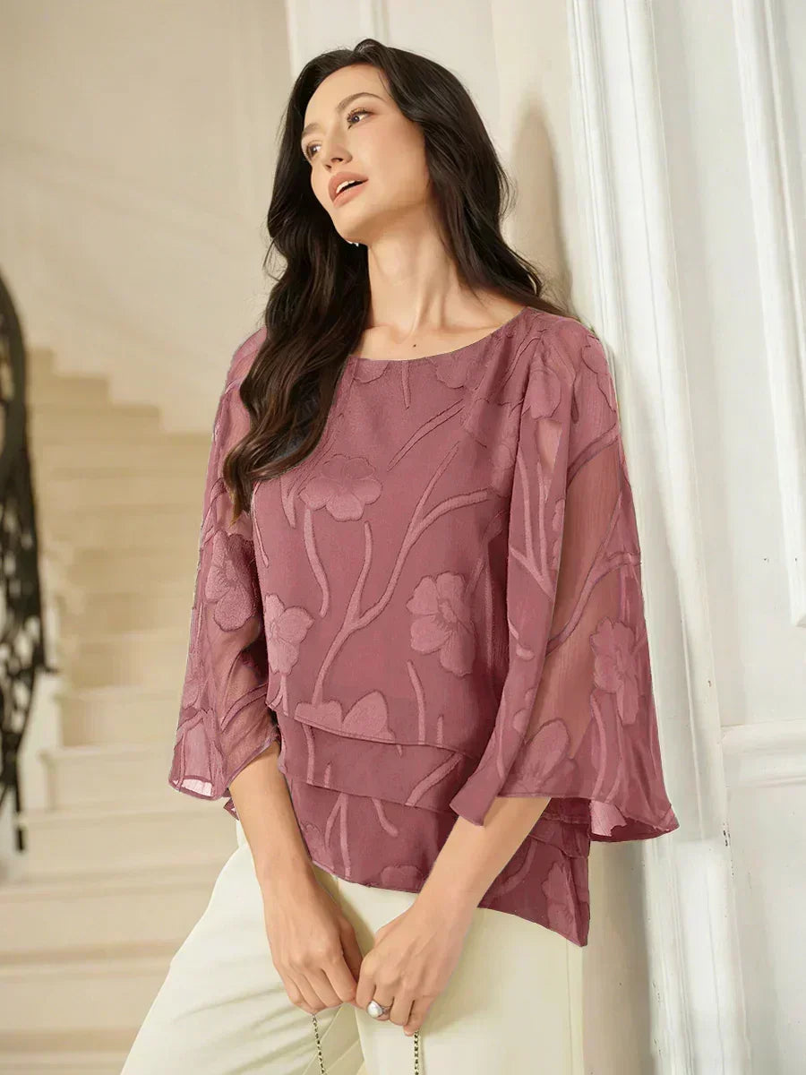 Chiffon Bloemenlaagjes Blouse