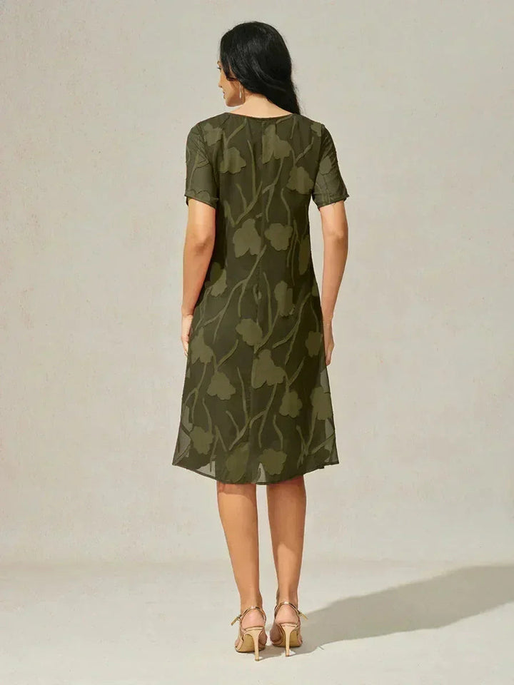 Bloemenprint Doorzichtige Chiffon Knielange A-lijnjurk